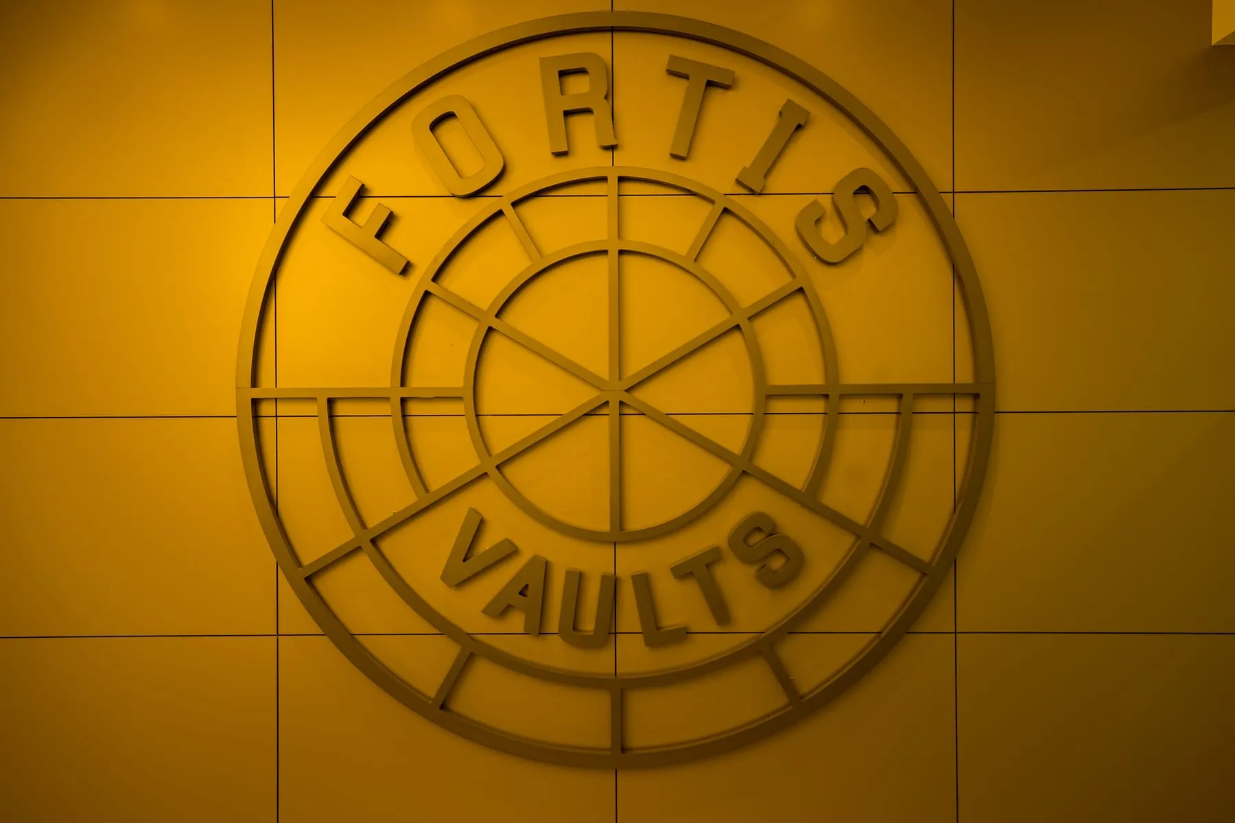 The Fortis Vaults seal on the wall of the Melbourne facility